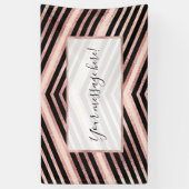 Modern Chic Roos Gold Pink Black Chevron Geo Spandoek (Verticaal)