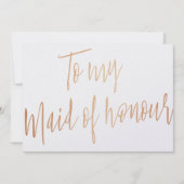 Modern Chic Roos Gold voor mijn Maid of Honor Kaart (Voorkant)
