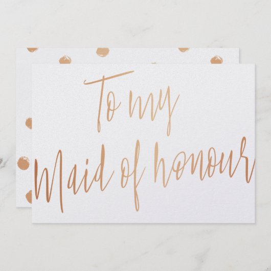 Modern Chic Roos Gold voor mijn Maid of Honor Kaart (Voorkant / Achterkant)