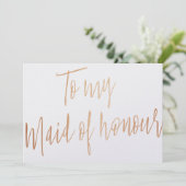 Modern Chic Roos Gold voor mijn Maid of Honor Kaart (Staand voorkant)