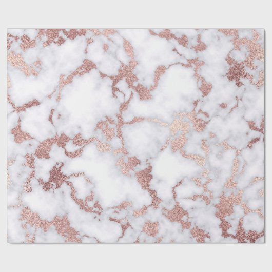 Modern Chic Roos Gold White marble Stone Pattern Cadeaupapier (Vlak)