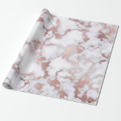 Modern Chic Roos Gold White marble Stone Pattern Cadeaupapier (Uitgerold)