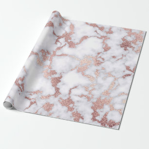 Modern Chic Roos Gold White marble Stone Pattern Cadeaupapier