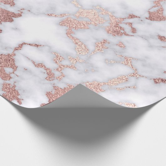 Modern Chic Roos Gold White marble Stone Pattern Cadeaupapier (Hoek)
