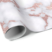 Modern Chic Roos Gold White marble Stone Pattern Cadeaupapier (Rol Hoek)
