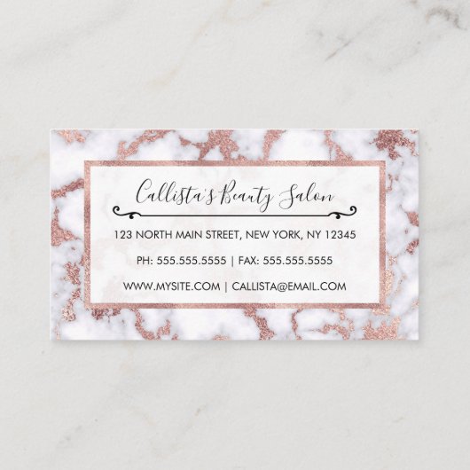 Modern Chic Roos Gold White marble Stone Pattern Kortingskaartje (Achterkant)