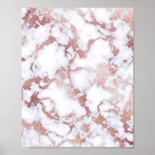 Modern Chic Roos Gold White marble Stone Pattern Poster (Voorkant)