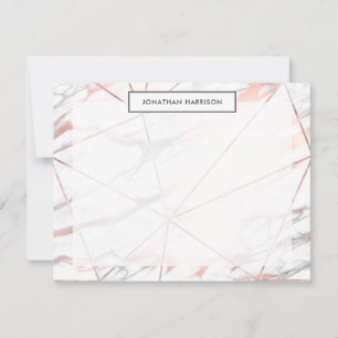 Modern Chic Roos Goud Koper Grijs Geometrisch Marm Notitiekaartje