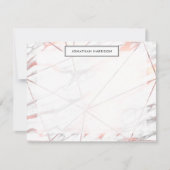 Modern Chic Roos Goud Koper Grijs Geometrisch Marm Notitiekaartje (Voorkant)