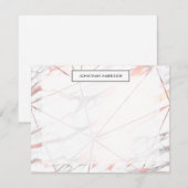 Modern Chic Roos Goud Koper Grijs Geometrisch Marm Notitiekaartje (Voorkant / Achterkant)