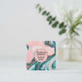 Modern Chic Roos Goud Roze Blauwgroen Glitter Marm Vierkante Visitekaartje (Staand voorkant)