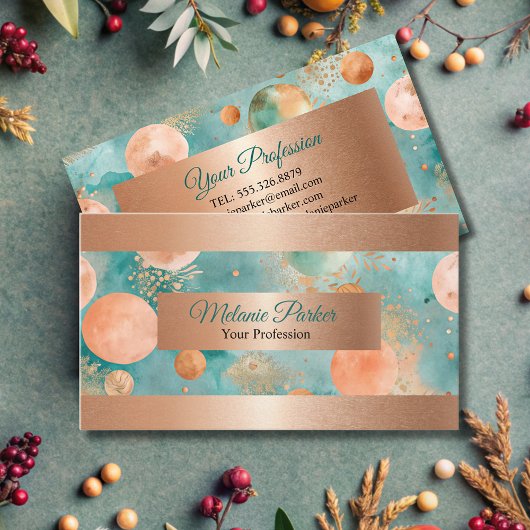 modern chic Roos Goud turquoise Visitekaartje