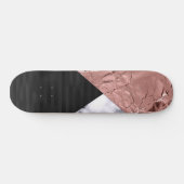Modern Chic Roos Goud Zwart Marmer Geometrisch Persoonlijk Skateboard (Horizontaal)
