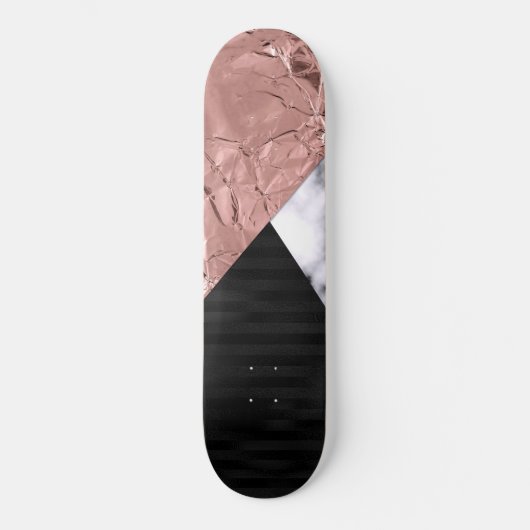 Modern Chic Roos Goud Zwart Marmer Geometrisch Persoonlijk Skateboard (Voorkant)