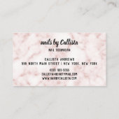 Modern Chic Roos Gouden Glitter Marmeren Nail Tech Visitekaartje (Achterkant)