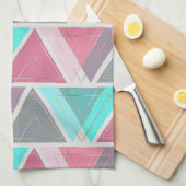 Modern Chic Roze Blauwgroen Goud Geometrische Drie Theedoek (Quarter Fold)