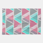 Modern Chic Roze Blauwgroen Goud Geometrische Drie Theedoek (Horizontaal)