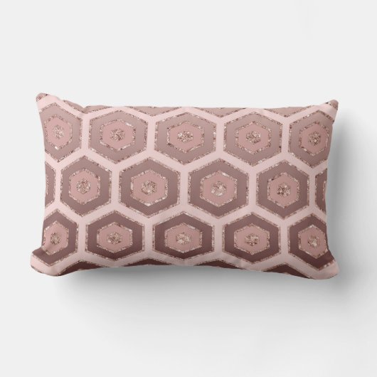 Modern Chic Roze Rose Goud Hexagon Geometrisch Buitenkussen (Voorkant)