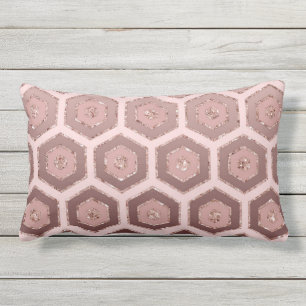 Modern Chic Roze Rose Goud Hexagon Geometrisch Buitenkussen