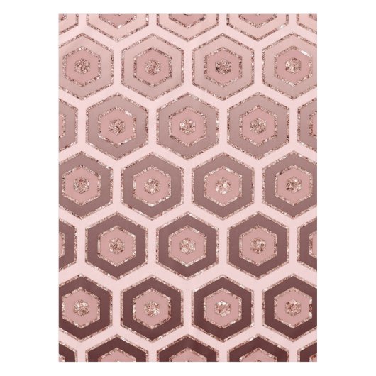 Modern Chic Roze Rose Goud Hexagon Geometrisch Tafelkleed (Voorkant)
