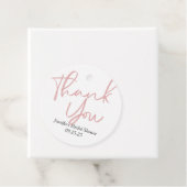 Modern chic roze script kalligrafie bruids brunch bedankjes labels (In situ)