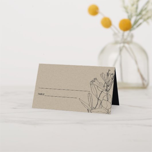 MODERN CHIC RUSTIC KRAFT BLACK LINE DRAADSTROOM PLAATSKAARTJE (Voorkant)