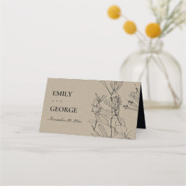 MODERN CHIC RUSTIC KRAFT BLACK LINE DRAADSTROOM PLAATSKAARTJE