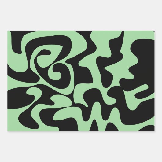 Modern Chic Sage Green Black Trendy Inpakpapier Vel (Voorkant 3)