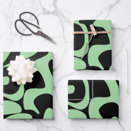 Modern Chic Sage Green Black Trendy Inpakpapier Vel