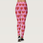 Modern Chic Schattige Red Heart Pattern op Roze Leggings (Achterkant)