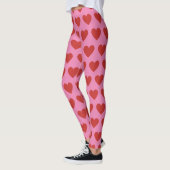 Modern Chic Schattige Red Heart Pattern op Roze Leggings (Links)
