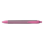 Modern Chic Schattige Roze en Zwart Gestreept Zwarte Inkt Pen (Achterkant)
