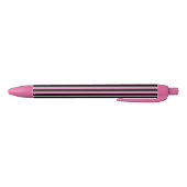 Modern Chic Schattige Roze en Zwart Gestreept Zwarte Inkt Pen (Bodem)