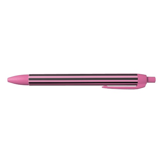 Modern Chic Schattige Roze en Zwart Gestreept Zwarte Inkt Pen (Bodem)