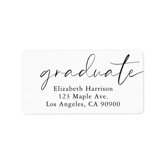 Modern Chic Script Afstuderen Retouradres Etiket (Voorkant)