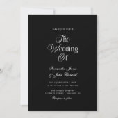 Modern Chic Script Black Elegant Wedding  Kaart (Voorkant)