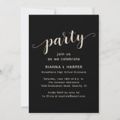 Modern Chic Script Black & Tan Afstudeerfeest Kaart (Achterkant)