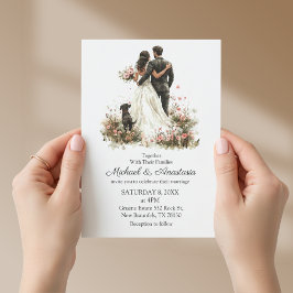 modern chic script budget wedding invitation notitiekaartje