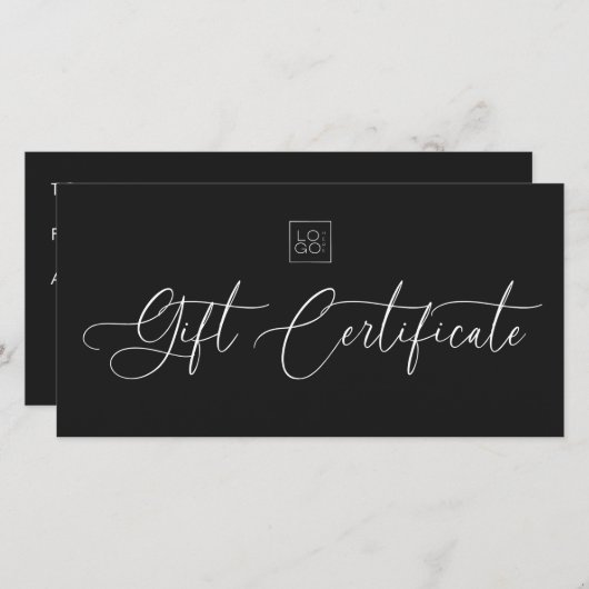 Modern Chic Script Business Logo Cadeaubon (Voorkant / Achterkant)