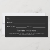 Modern Chic Script Business Logo Cadeaubon (Achterkant)