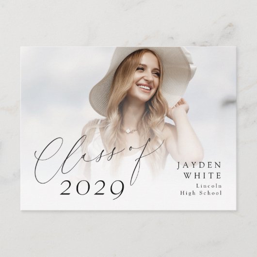 Modern Chic Script Class van 2025 Foto Afstuderen Briefkaart (Voorkant)