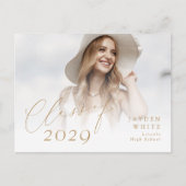 Modern Chic Script Class van 2025 Foto Afstuderen Briefkaart (Voorkant)