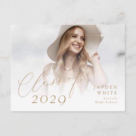 Modern Chic Script Class van 2025 Foto Afstuderen Briefkaart (Voorkant)