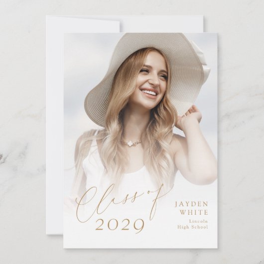Modern Chic Script Class van 2025 Foto Afstuderen Kaart (Voorkant)