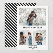 modern chic script foto blij nieuw jaar feestdagenkaart (Voorkant / Achterkant)