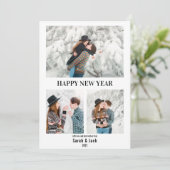 modern chic script foto blij nieuw jaar feestdagenkaart (Staand voorkant)