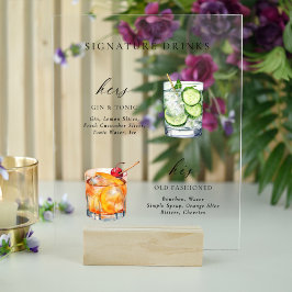 Modern & Chic Script Handtekening Drink Cocktail Acryl Bord