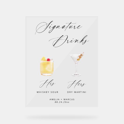 Modern & Chic Script Handtekening Drink Poster (Voorkant)
