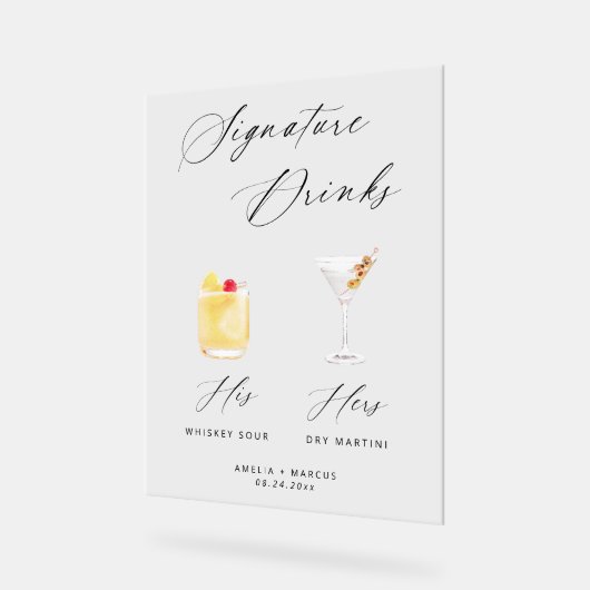 Modern & Chic Script Handtekening Drink Poster (Hoek)