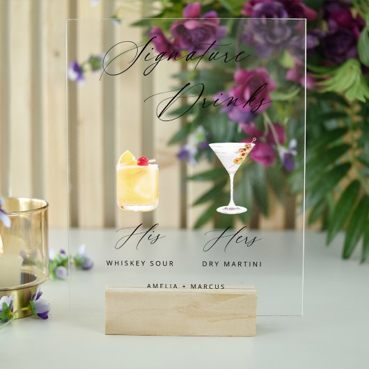 Modern & Chic Script Handtekening Drink Poster